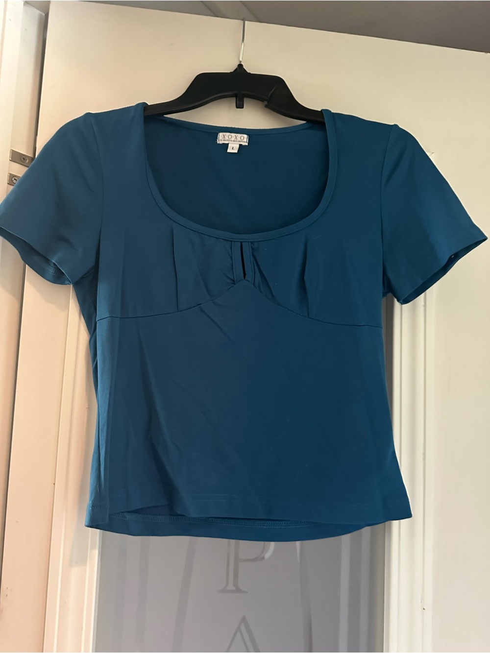 XOXO Teal Short-Sleeve Scoop Neck Top